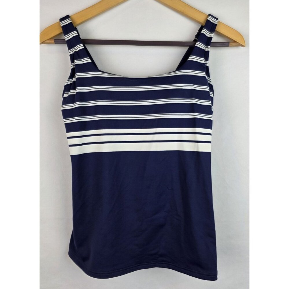 Lands' End Tankini Top Women's Size 2 Blue Striped Swimsuit Swim Underwire Top